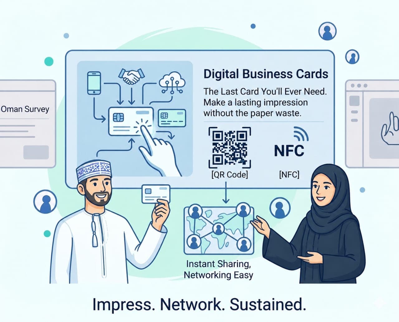 Digital business cards illustration